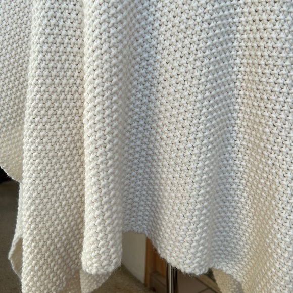 COCOGIO White Wool Blend Knit Poncho Top - Picture 3 of 9